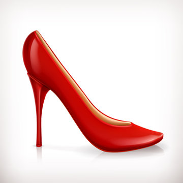 Red high heel women shoe, vector icon