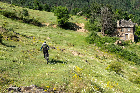 Mountain biking in Rhodope mountain, Bulgaria.