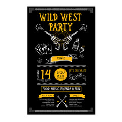 Invitation wild west party flyer.Typography and design.