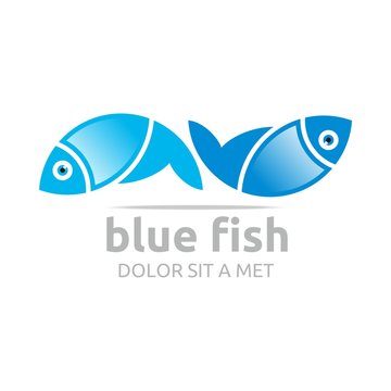 Logo Blue Fish  Design Icon Symbol Abstract