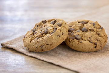 american cookies on wooden table