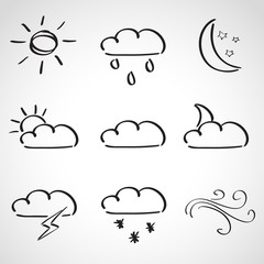 Ink style  sketch set - weather icons