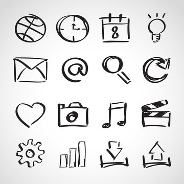 Ink style sketch set - web icons
