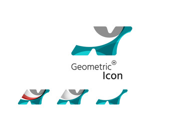 Set of abstract geometric company logo N letters