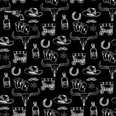 Seamless pattern background western cowboy.