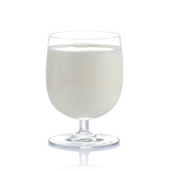 Fresh glass of milk on white background with