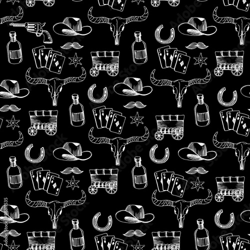 “Seamless pattern background western cowboy.” Stock image and royalty