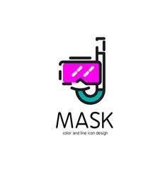 Color line icon for flat design. Mask and snorkel