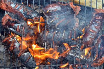 Obraz na płótnie Canvas Sausage on a grill