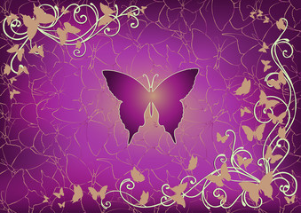 Purple background with butterfly