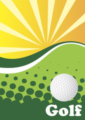 Abstract green golf background with sun rays
