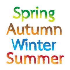 Spring, Autumn, Winter, Summer text words Illustration