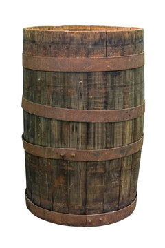 Old wooden barrel. Isolated.