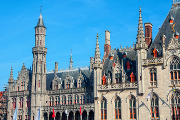 Fototapeta premium Provincial Court at Market Square in Bruges, Belgium