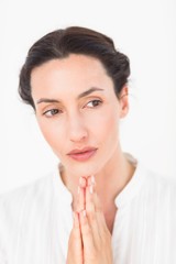 A woman in a meditation position