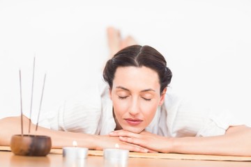A woman in a meditation position