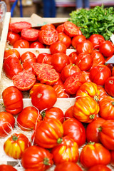 Organic tomatoes from mediterranean farmers market in Provence,