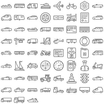 Schwarze Symbole aus dem Transportsektor