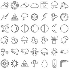 Schwarze Wettersymbole in Liniendarstellung