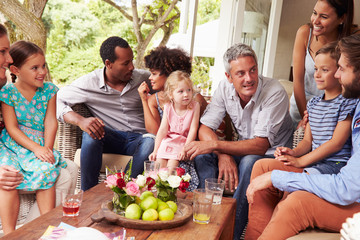 Family gathering in a conservatory