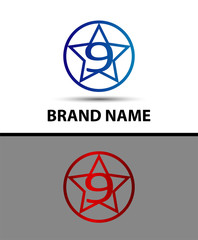 Number nine 9 logo icon template elements
