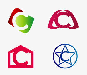 Vector set of abstract icons based on the letter c
