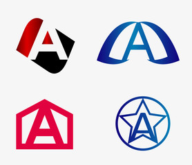 Vector set of abstract icons based on the letter a

