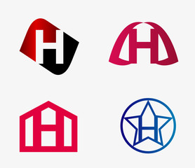 Vector set of abstract icons based on the letter h
