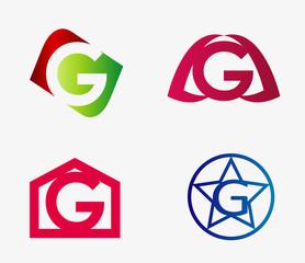 Vector set of abstract icons based on the letter g
