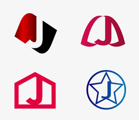 Vector set of abstract icons based on the letter j
