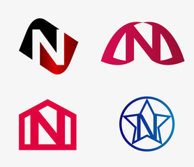 Letter n logo icon design template elements set
