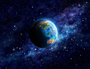 Fototapeta na wymiar Planet Earth in outer space