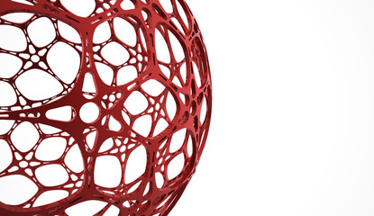 Red abstract futuristic organic sphere concept rendered