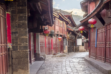 Chinese old town in the morning , Lijiang Yunnan ,China