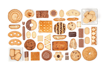 cookies and biscuits on white background 