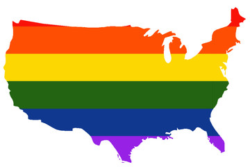 Fototapeta premium LGBT flag on outline map