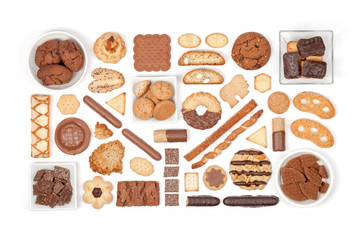 cookies and biscuits on white background 