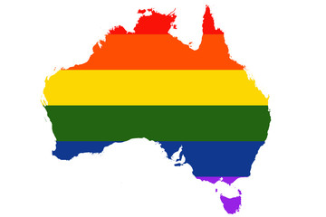 Obraz premium LGBT flag on outline map