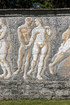 PAXMAL mit Mosaik von Karl Bickel (Detail), Walenstadt, St. Gallen, Schweiz