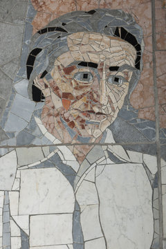 PAXMAL mit Mosaik von Karl Bickel (Detail), Walenstadt, St. Gallen, Schweiz