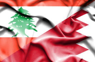 Waving flag of Bahrain and Lebanon