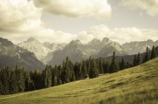 Vintage mountains landscape