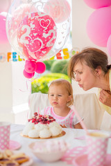 Obraz na płótnie Canvas Sweet Little Girl on Her Birthday Party