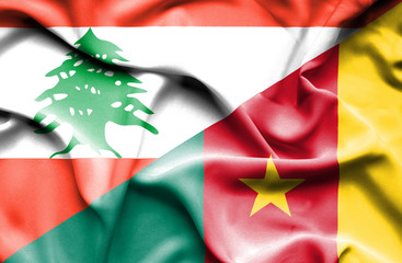 Waving flag of Cameroon and Lebanon