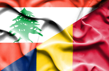 Waving flag of Chad and Lebanon