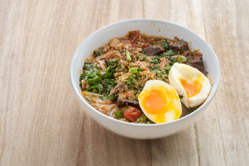 Thailand's KaNom jeen Noodles and curry with egg