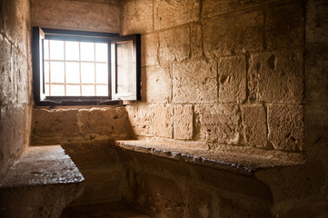 Window and two seats in medieval crusader's castle