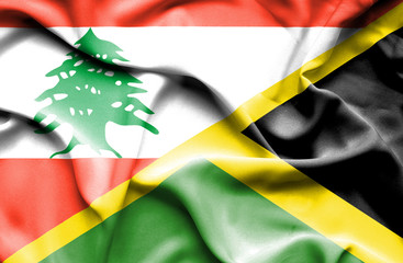 Waving flag of Jamaica and  Lebanon