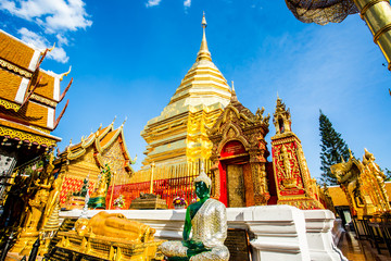 golden pagoda wat phratatdoisuthep chiangmai Thailand