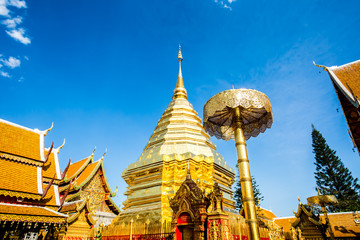 golden pagoda wat phratatdoisuthep chiangmai Thailand